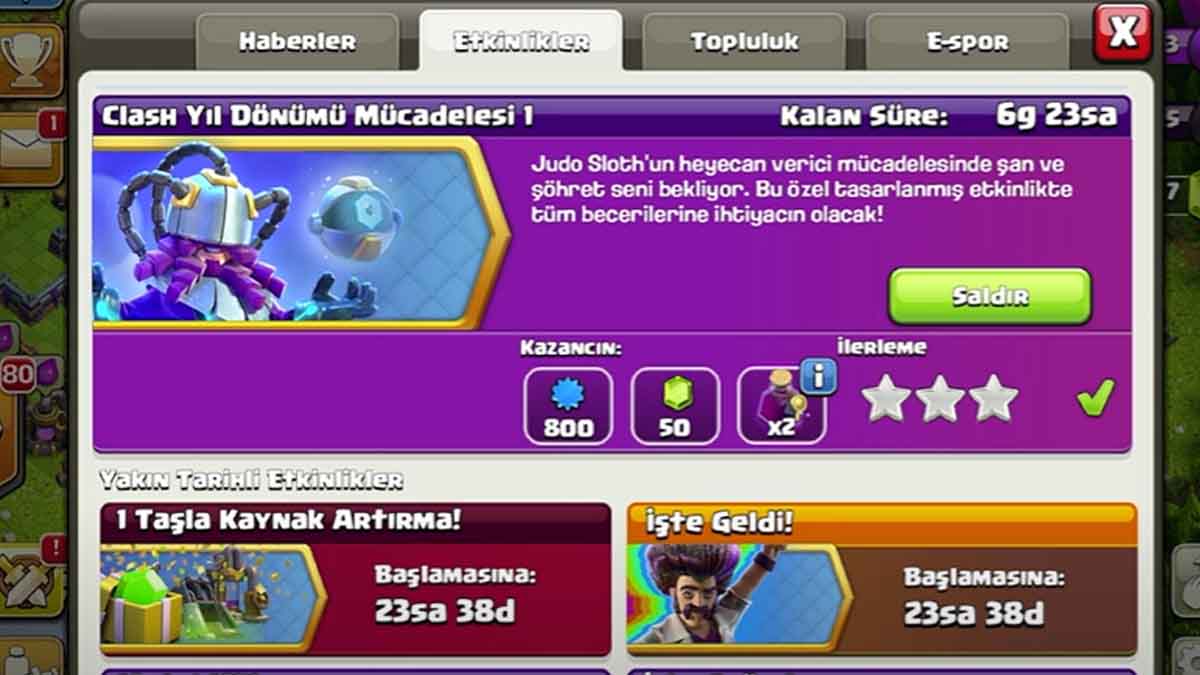 Clash Yıldönümü Mücadelesi 1 Nedir? 3 Yıldız Nasıl alınır ve Oynanır?